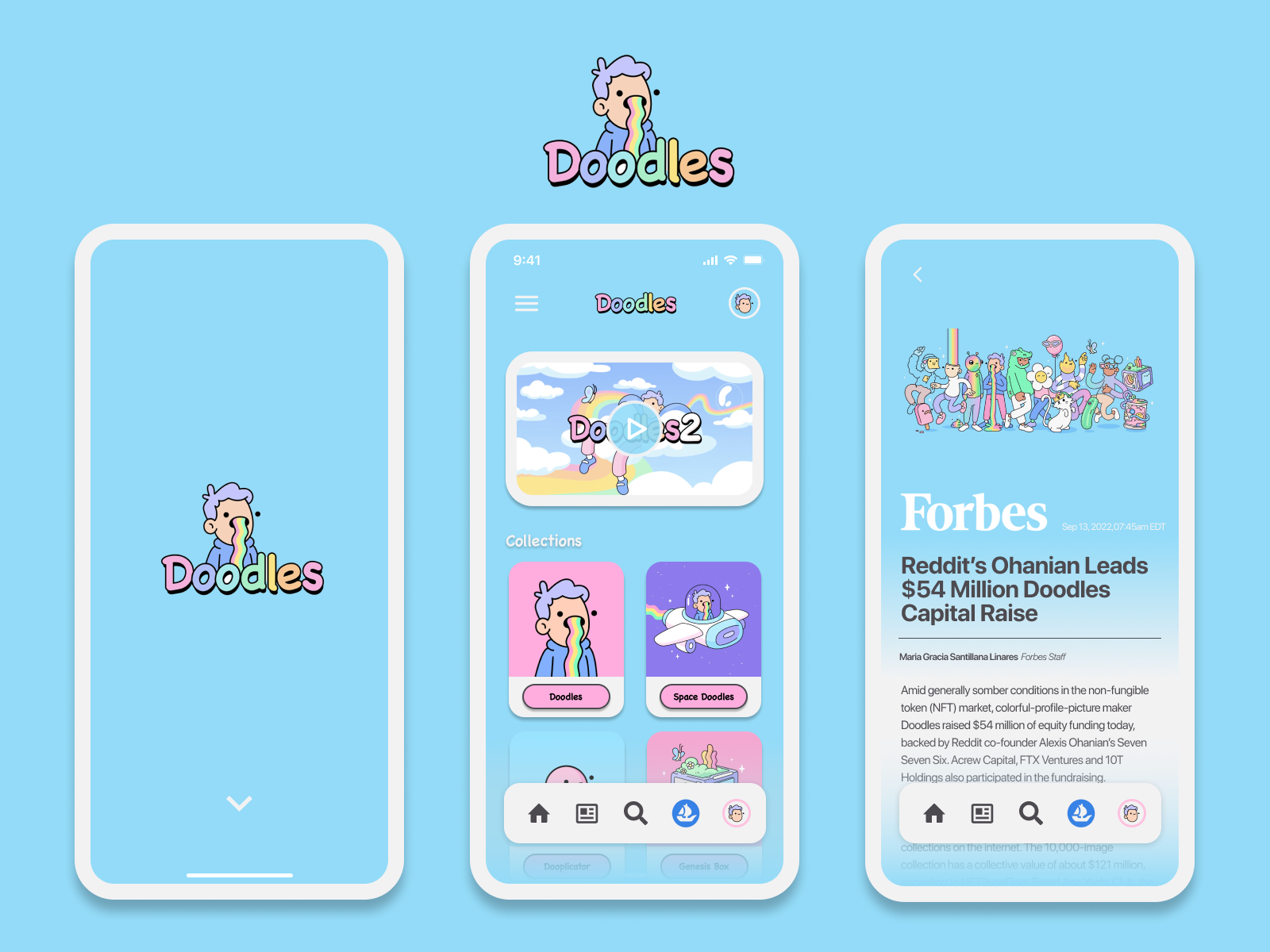 Doodles app screens